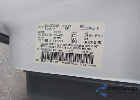 2007 Dodge Dakota St z USA, uszkodzony, nr VIN 1D7HW22K07S202496
